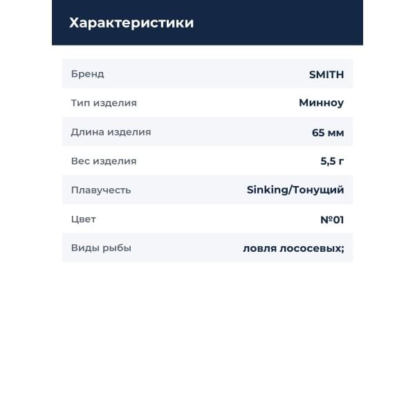 Воблер Smith Troutin Wavy 65S 65мм. 5,5гр. №01