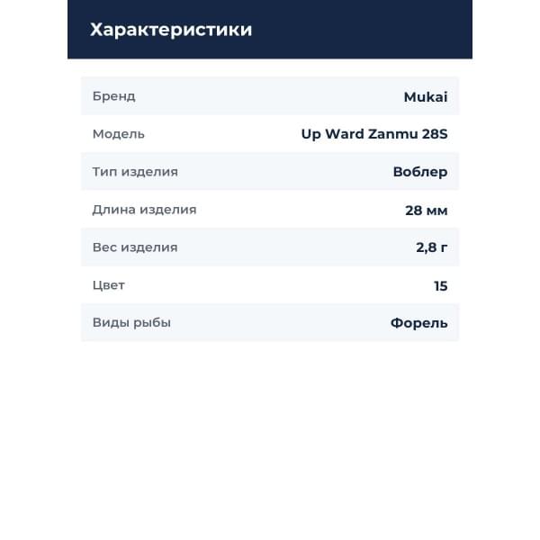 Воблер Mukai Up Ward Zanmu 28S 15
