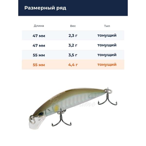 Воблер Jackall Timon Tricoroll 55HW цв. stripe wakaayu