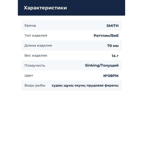 Ратлин Smith Bay Blue 70 мм. 14гр. №08PM