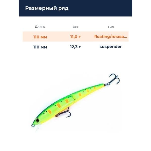 Воблер Smith Составник TS Joint-Minnow 110F 110мм. 11,0гр. №23