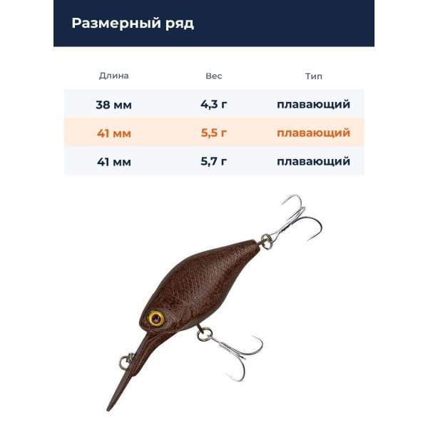 Воблер Jackall Diving Chubby 41 мм цв. tackey brown