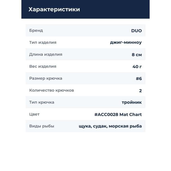 Пилькер DUO BEACH WALKER FLIPPER 40G : Mat Chart (ACC0028)