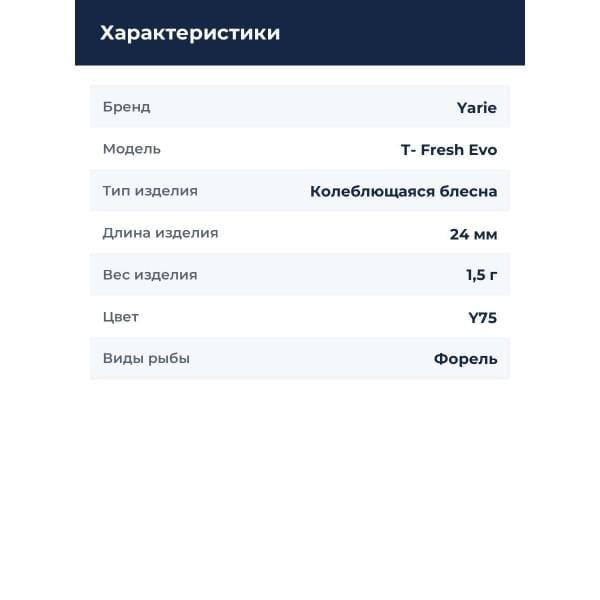 Блесна Yarie T- Fresh Evo 1.5gr Y75