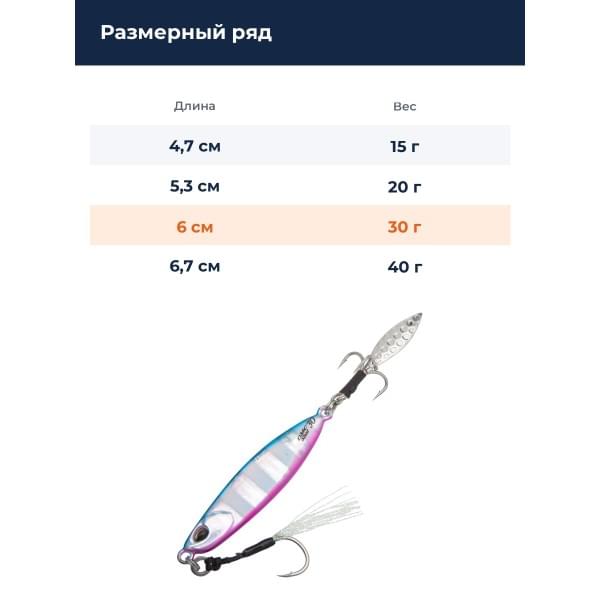 Пилькер DUO DRAG METAL CAST SHOT 30G : Blue Pink Zebra Glow (PHA0040)