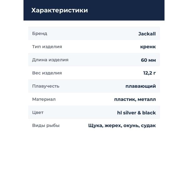 Воблер Jackall Gillcra 60 цв. hl silver & black